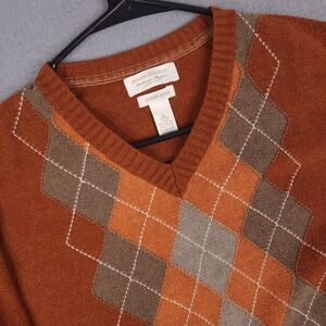 Banana Republic V-Neck Sweater Argyle Medium Luxury Blend Cashmere Angora